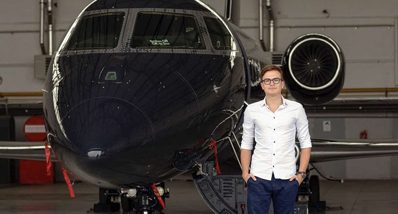 He has been interested in airplanes since childhood. Now the young Czech manages private flights